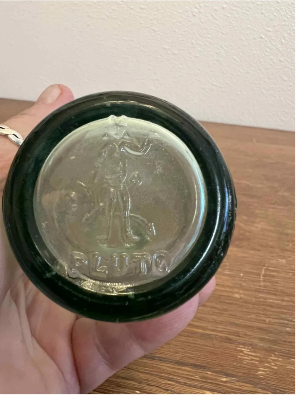 Vintage Pluto Water Bottle Americas Physic Aqua Green Glass French Lick Indiana